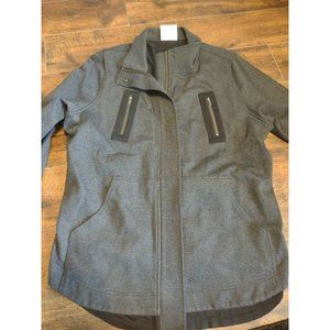 CAbi 3184 Mesh Back Black Gray Knit Utility Long Sleeve Jacket Size Med